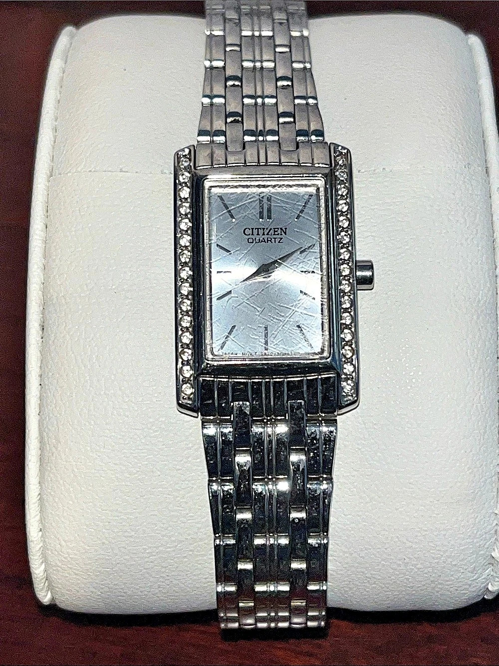 Vintage Citizen Ladies Quartz Tank Watch – Silver Tone, Stainless Steel (5920)